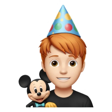 Levi ginger with Mickey Mouse happy birthday sticker