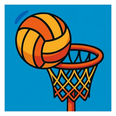 a netball with a hoop, vibrant and clear sticker