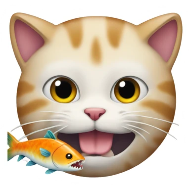 cat eating a fish sticker