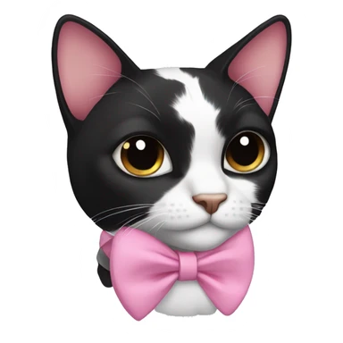 black calico cat with pink bow sticker