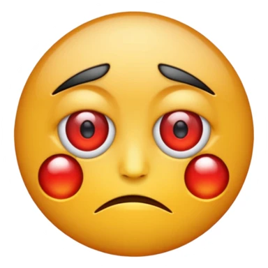Red eye emoji after crying sticker