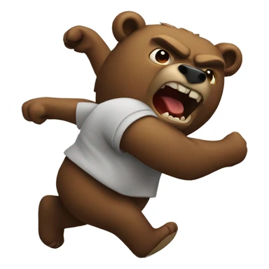 Angry bear holding angry bull running away sticker