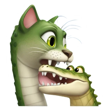 Cat and crocodile kissing sticker