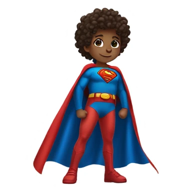 superman child curly hair brown eyes in flying pose
 sticker