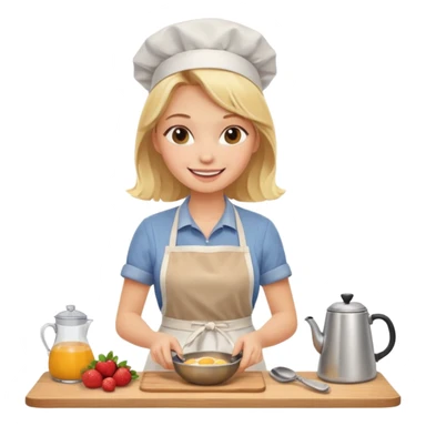 haz una chica rubia preparando un desayuno sticker