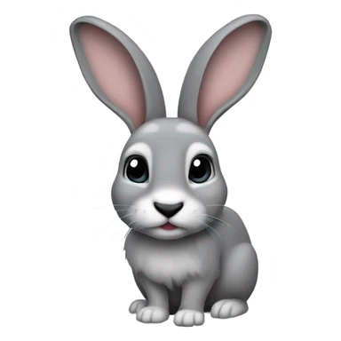 Rabbit with dark gray ears and black nose and gray tail sticker