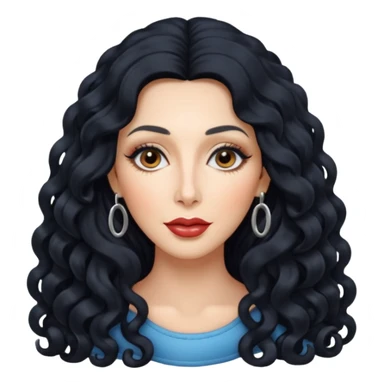 Cher with long curly hair sticker