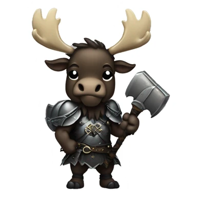 Gothical warrior moose with a flail and shield chibi  sticker