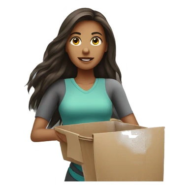 Beautiful brunette long haired woman taking out the trash sticker