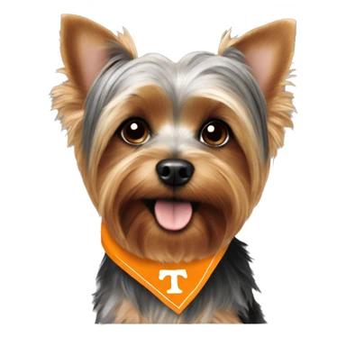 Yorkie dog wearing TN Vols bandana sticker