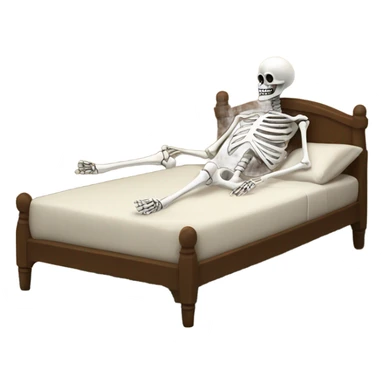 Skeleton in bed  sticker
