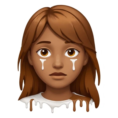 Drip White paint from face long brown hair sticker