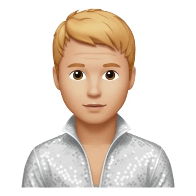 Brian Littrell from Backstreet Boys with reddish blonde hair, white sequin outfit sticker