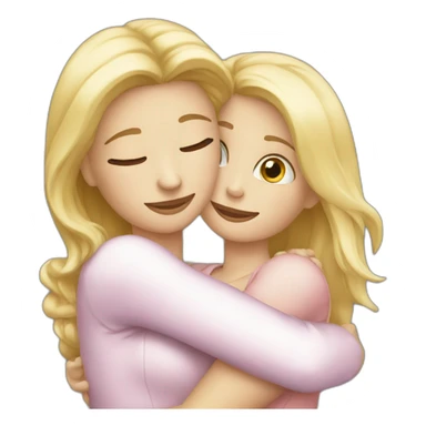 The woman blonde hugs the girl sticker
