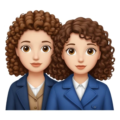 a curly brown hair and a straight brown hair 2 bestfriend going to paris sticker
