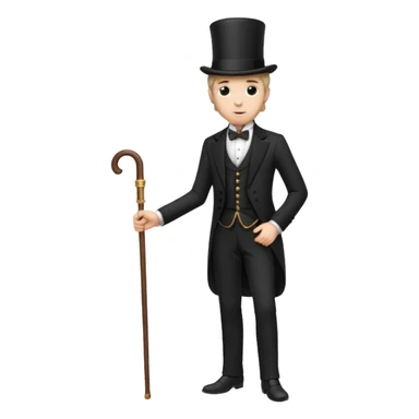 elegant Victorian gentleman in a top hat, full body, standing, back view sticker