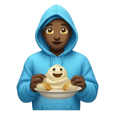  butterfly blue wearing hoodie eating dumpling sticker