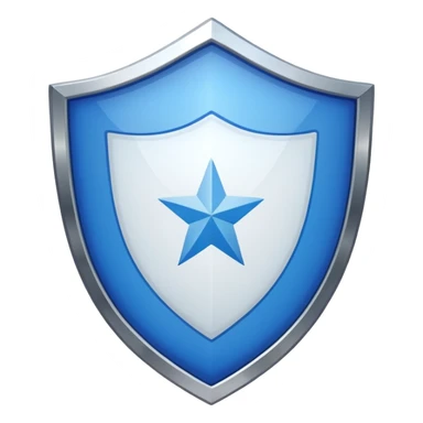 A shiny blue shield with a white 7 in the middle and a flag animation sticker