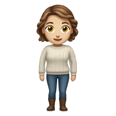 White girl with brown hair wearing a cable-knit sweater sticker