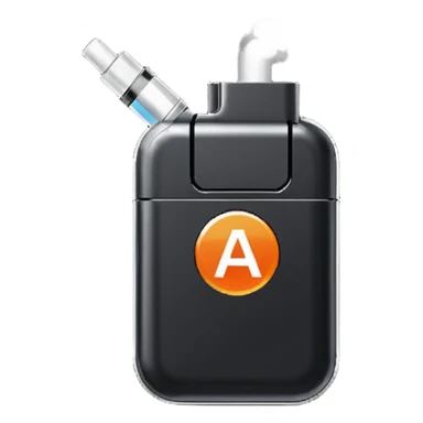 Pixel-art icon, letter [Б], designed as mini vape pod. Square canvas, same style as other letters. Black/metallic, flat vector, white outline. sticker