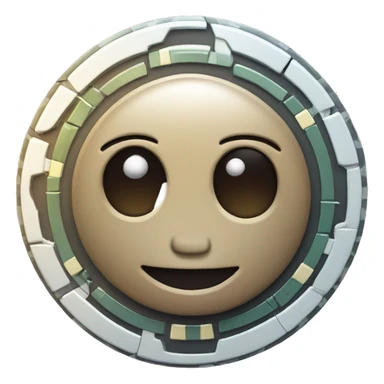 a casino chip with cartoon robot face sticker
