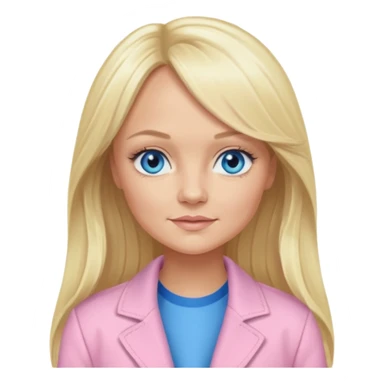 Emma Bunton with blonde long hair, blue eyes, light pink outfit sticker