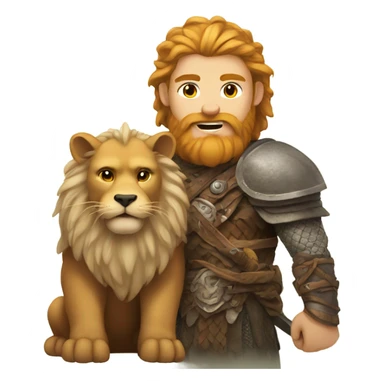 Viking with a pet lion sticker