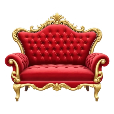A big antique Red-velveted Loveseats-couch sticker