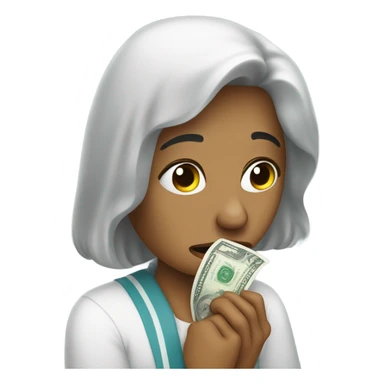 crying and Wiping tears with dollar bill sticker