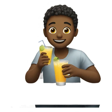 boys enjoying drinks outdoors sticker