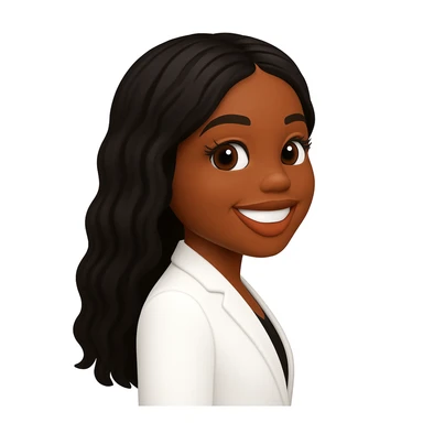 turn the second man in emoji style of the 1st image, match the facial features and match dressing style of the 2nd image, she is wearing white suit side pose sticker