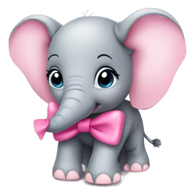 baby elephant with pink bow sticker