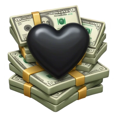 Black heart and money sticker