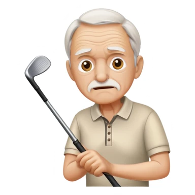 Old man getting hit by golf club sticker