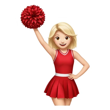 football cheerleader, holding big cheering pom, red dress sticker