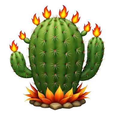 cactus with flames sticker