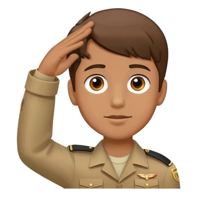 saluting boy with brown hair sticker