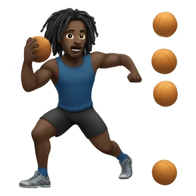 A black man with dreads throwing a shotput sticker