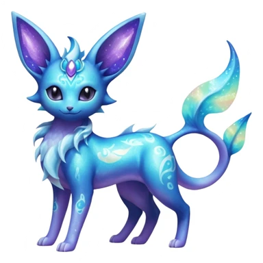 Shiny Iridescent Sparkly Nebulae Espeon-Lumineon-Vaporeon-Amaura-Glaceon-Dragonair-Fakémon-hybrid-creature (full body)  sticker