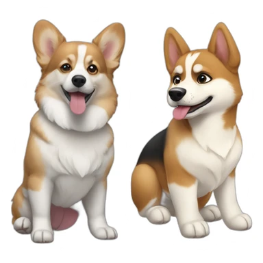 a "corgi puppy" next to a "husky puppy" sticker