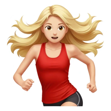 Blonde girl running in red tank top sticker