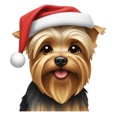 Yorkie with Santa hat and scarf sticker