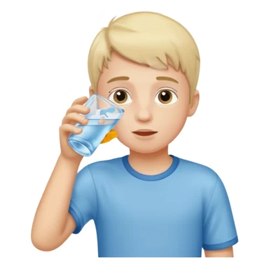boy drinking water sticker