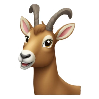 happy smiling brown chamois pointing to the left side with his hoof sticker