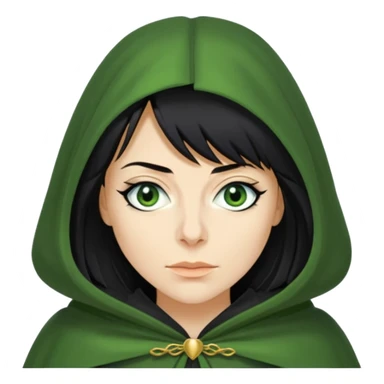 claudia winkleman as a traitor with a green cloak and black eyeliner sticker