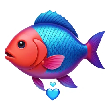 Fish holding a heart sticker