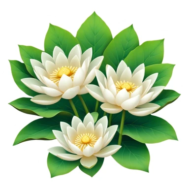 bouquet white Nymphaea lotus,stem, lotus leaf sticker