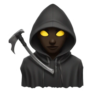 black figure with a hood and a scythe eyes spiral sticker