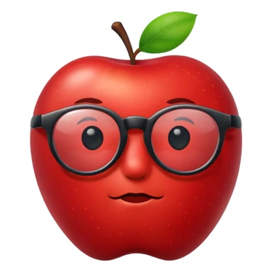red apple with black glasses sticker