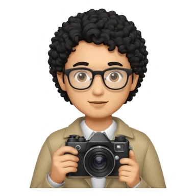 guy with black curly hair, holding camera, wearing glasses



















 sticker